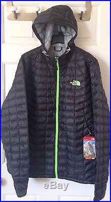 $220 NWT Mens The North Face Thermoball Hoodie Down Jacket Asphalt Gray/Green