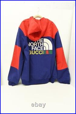 Authentic Gucci North Face Red Blue Heavy Zip Hoodie Warm Outdoors Clothing S