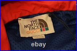 Authentic Gucci North Face Red Blue Heavy Zip Hoodie Warm Outdoors Clothing S