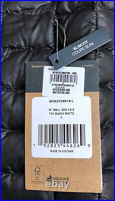 BNWT THE NORTH FACE Mens Thermoball Eco Hoodie Sz L Black Matte Nylon Slim Fit