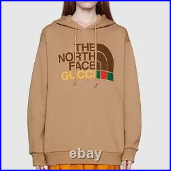 GUCCI The North Face Hoodie Size M Men's Brown long sleeves logo print Japan B1