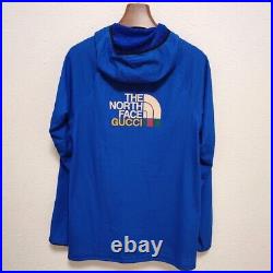 Gucci x THE NORTH FACE Fleece Hoodie Pullover 21AW Logo Design Blue Size S Men's