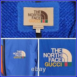 Gucci x THE NORTH FACE Fleece Hoodie Pullover 21AW Logo Design Blue Size S Men's