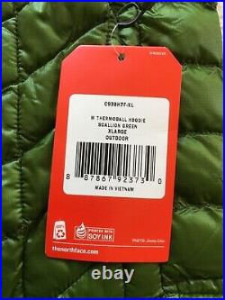 MENS THE NORTH FACE THERMOBALL HOODIE IN SCALLION GREEN SZ L SLIM FIT NEW WithTAGS