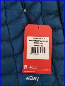 Men's North Face Thermoball Hoodie, Size Small, Banff Blue, NWT