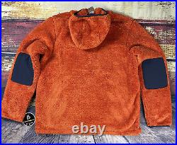 Mens L North Face Warm Campshire Sherpa Fleece Hoodie Pullover Jacket Orange