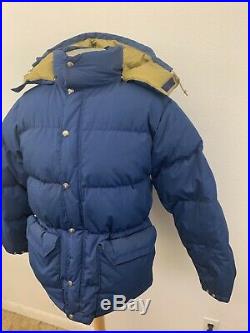 Mens The North Face Goose Down Hooded Jacket Blue Coat Sz Medium Med M Winter