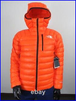 Mens The North Face Summit Down (L3) Hoodie Insulated Climbing Jacket Red Orange