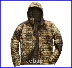 NEW North Face Mens THERMOBALL HOODIE Jacket XL New Taupe Green Camo Print