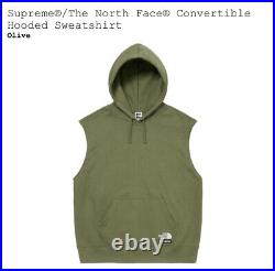NEW! Supreme x North Face Convertible Sweatshirt/Hoodie OLIVE? LARGE