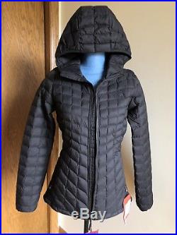 NWT $220 North Face Womens SMALL Thermoball Hoodie Puffer Jacket Coat Black