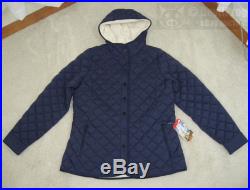 NWT THE NORTH FACE ThermoBall Faux Fur Hoodie Quilted Jacket Size L Cosmic Blue