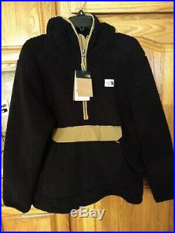 NWT The North Face Campshire Sherpa Fleece Pullover Hoodie Black British Khaki L