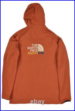 New 100% Authentic Gucci x The North Face Orange Fleece Pullover Hoodie Jacket L