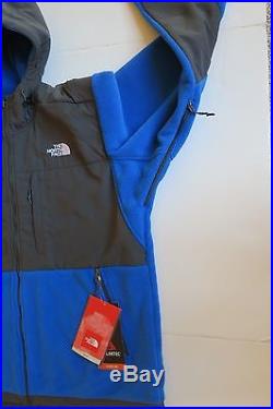 New Men's The North Face Nautical Blue / Grey Denali Hoodie Fleece Jacket Coat L