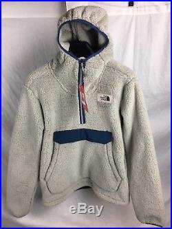 New The North Face Men Campshire Pullover Hoody Tan / Blue Fleece Free Ship