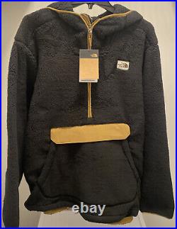 North Face Campshire Sherpa Fleece Pullover Hoodie Men's XXL Black & Tan New