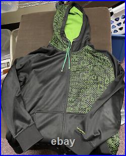 North Face Hoodie TNF Apex Cryptic Flex Jacket Large Black & Green VG Condition