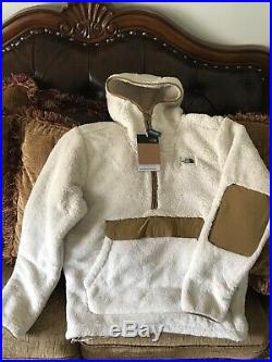North Face Men Campshire Faux Fur Pullover Hoodie NWT Size M VINTAGE WHITE