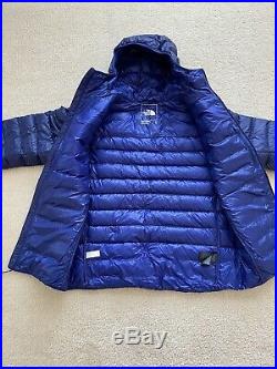 North Face Mens Sierra Peak Hooded Puffer Down Jacket Blue L Large Slim Fit $279