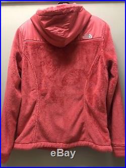 North Face Womens OSO Fleece Zip Hoodie Sz Med Coral beanie & gloves included