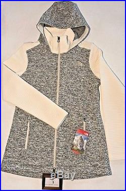 North Face Womens Size Large Full Zip Indi Hoodie Parka White Heather Sweater