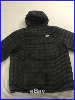 Preowned NORTH FACE MEN'S THERMOBALL INSULATED HOODIE BLACK/Silver Logo LARGE