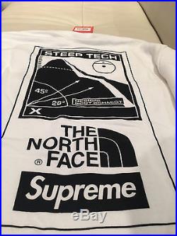Supreme X North Face L Size Long Sleeve White Hoodie Sweater Felpa Top