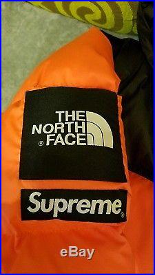 SUPREME X NORTH FACE NUPTSE ORANGE M DOWN JACKET fur box crewneck hoodie logo