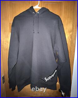 Supreme Corner Label Hooded Sweatshirt Black Size L Hoodie SS18 Box Logo Used