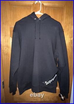 Supreme Corner Label Hooded Sweatshirt Black Size L Hoodie SS18 Box Logo Used