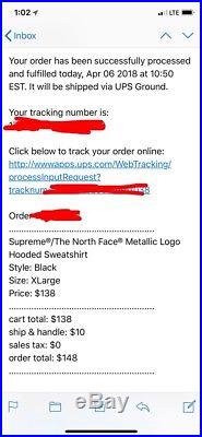 Supreme North Face Metallic Hoodie Black XL