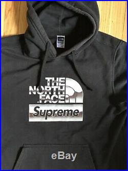 Supreme North Face Metallic Hoodie SS18 Men's LARGE black