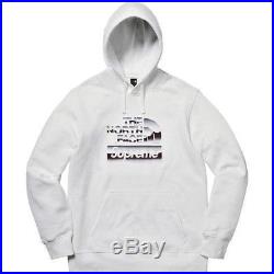 Supreme North Face XL White Metallic Logo Hoodie Hooded Pull Sweatshirt SS18