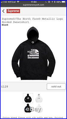 Supreme/The North Face Black Size Medium Metallic Logo Hooded Sweatshirt SS18