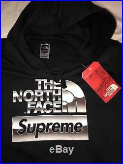 Supreme The North Face Metallic Hoodie Black Logo Hooded Sweatshirt large