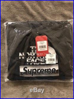 Supreme The North Face Metallic Hoodie Black Logo Hooded Sweatshirt medium