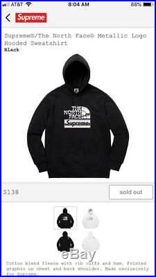 Supreme X The North Face Metallic Logo Hoodie Black Large Brand New Size Large