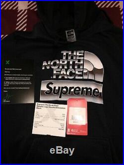 Supreme X The North Face Metallic Logo Hoodie Black Size SMALL