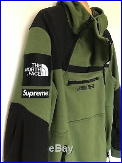 Supreme X The North Face (TNF) Steep Tech Fleece Hoodie Olive Green Sz XL
