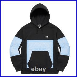 Supreme x North Face Bandana Hooded Sweatshirt Black / Blue Large NWT