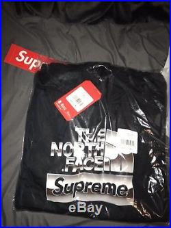 Supreme x North Face Metallic Logo Hooded Sweatshirt Black 100% Authentic XL