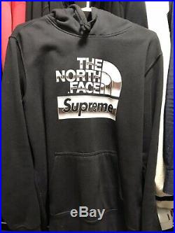 Supreme x The North Face Metallic Box Logo Hoodie Sweatshirt TNF Bag