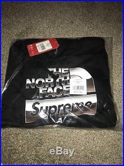 Supreme x The North Face TNF Metallic Logo Hooded Sweatshirt Hoodie BLACK MEDIUM