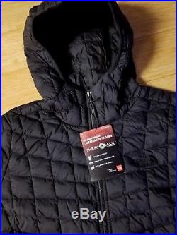 THE NORTHFACE NEW Womens L Thermoball Hoodie FZ Jacket Black Matte FALL 2017