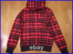 THE NORTH FACE HOLIDAY PRINT HOODIE PLAID RED BLACK size S