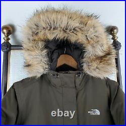 THE NORTH FACE Large Womens Greenland Jacket 550 Down HyVent Brown Hooded Fur