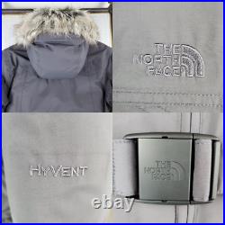 THE NORTH FACE Large Womens Greenland Jacket 550 Down HyVent Hooded Gray Fur