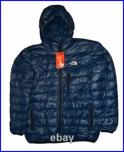 THE NORTH FACE MEN'S JACKET PUFFER COAT HOODIE DOWN 800 NAVY SHINNY Size XL