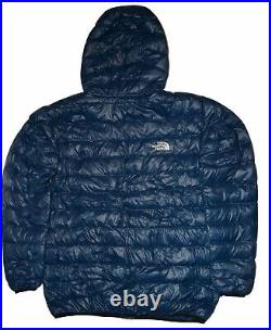 THE NORTH FACE MEN'S JACKET PUFFER COAT HOODIE DOWN 800 NAVY SHINNY Size XXL